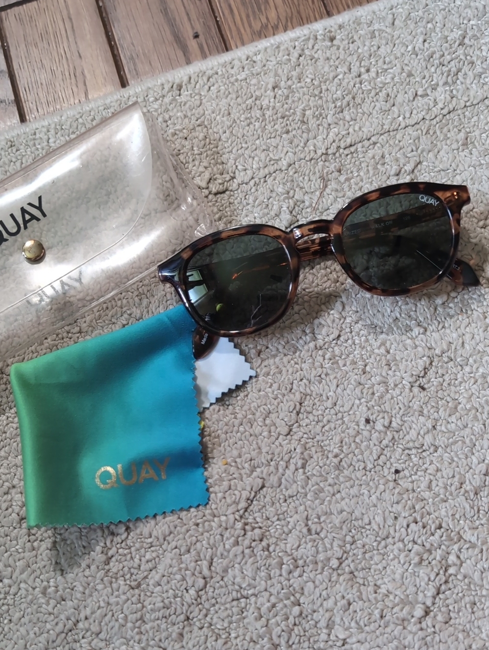 Quay Australia Tortoiseshell Frame Sunglasses with Green Lenses